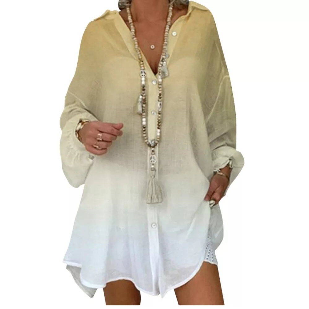 Gradient Long Sleeve Collared Mini Dress